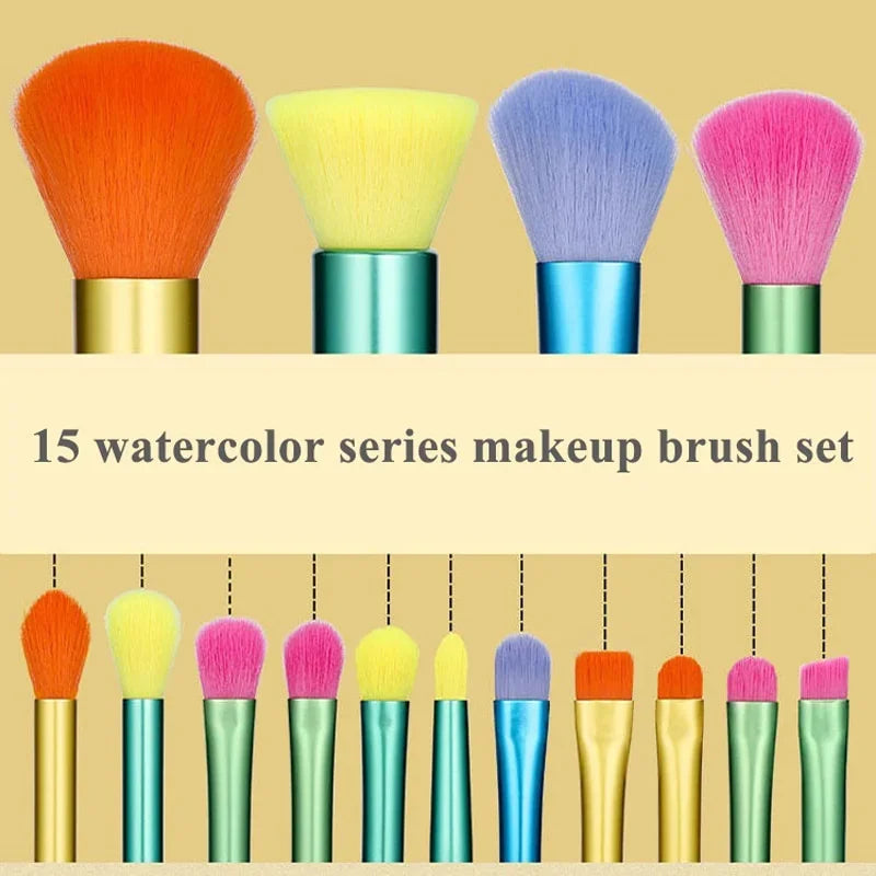 Makeup Brushes 15Pcs Colourful