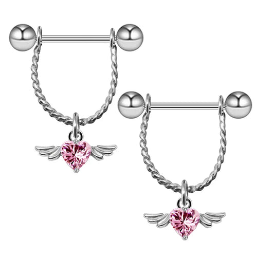 2Pcs New Zircon Heart Nipple Rings